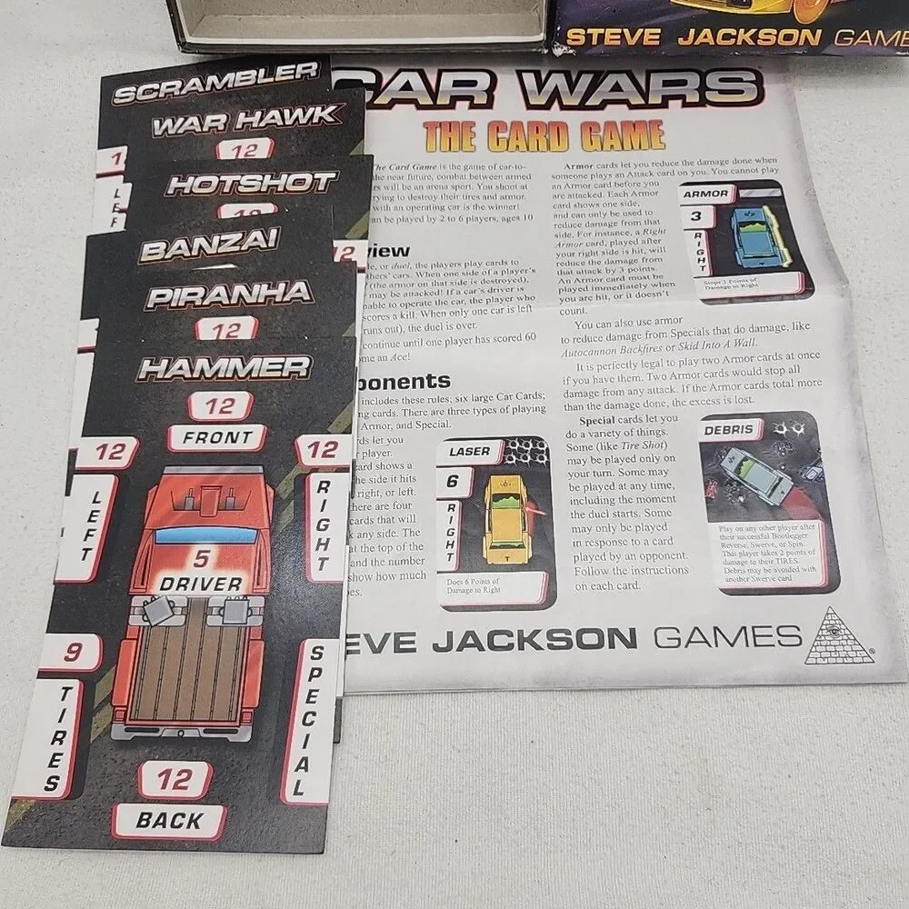 Game Car Wars Card Killer Battle Missles Guns Steve Jackson Games Used 2015